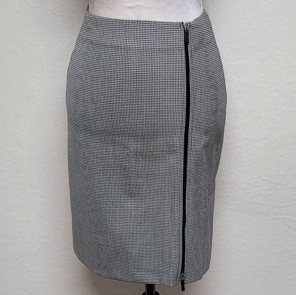 Ralph Lauren Vintage 90s Black Gray Houndstooth Full-zip High Waisted Mini Skirt - Picture 2 of 12